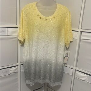 NWT Alfred Dunner ombré sequin Top 💛🤍🩶